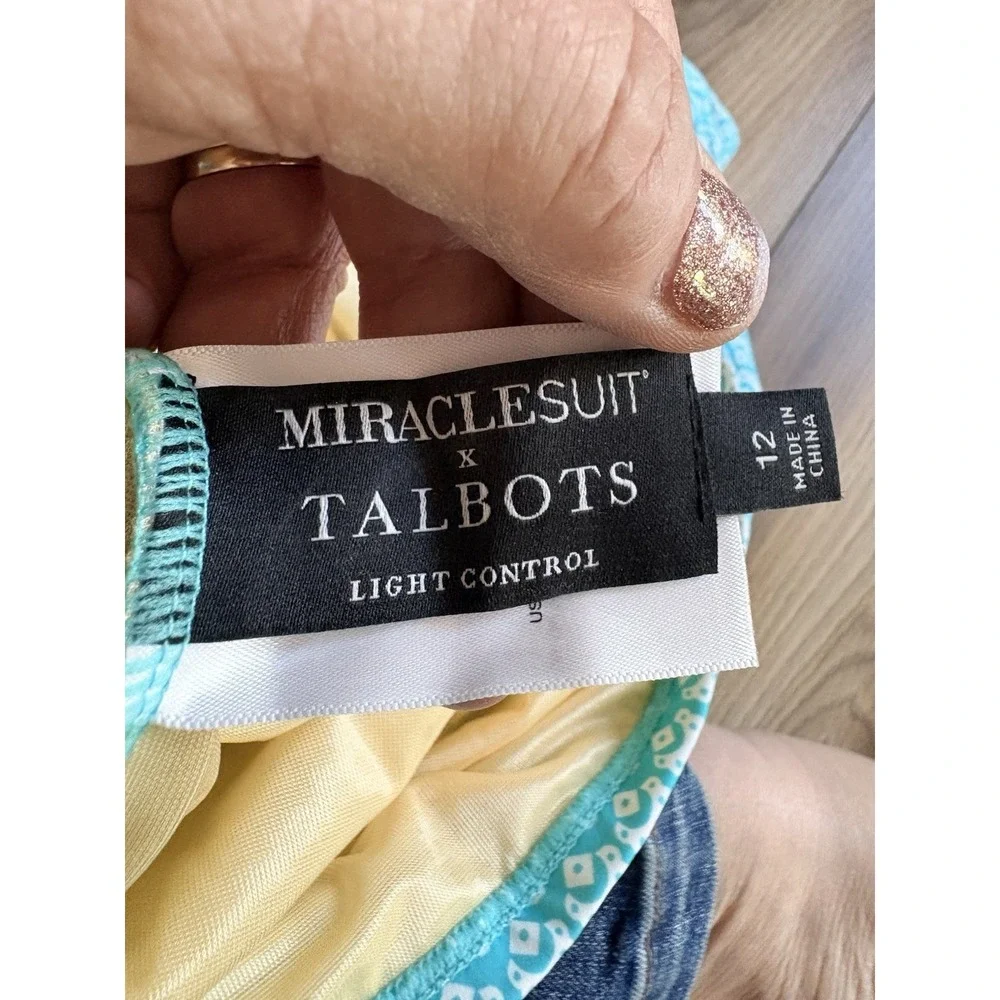Talbots Aqua Blue Printed One-Piece Swimsuit